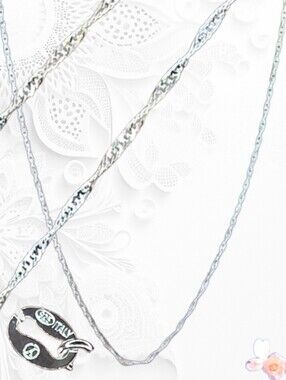 Italy 925 Sterling Silver Twist Chain Necklace 24 Inch Diamond-Cut Rope 531